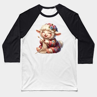 Sheep Knitting A Sweater Baseball T-Shirt